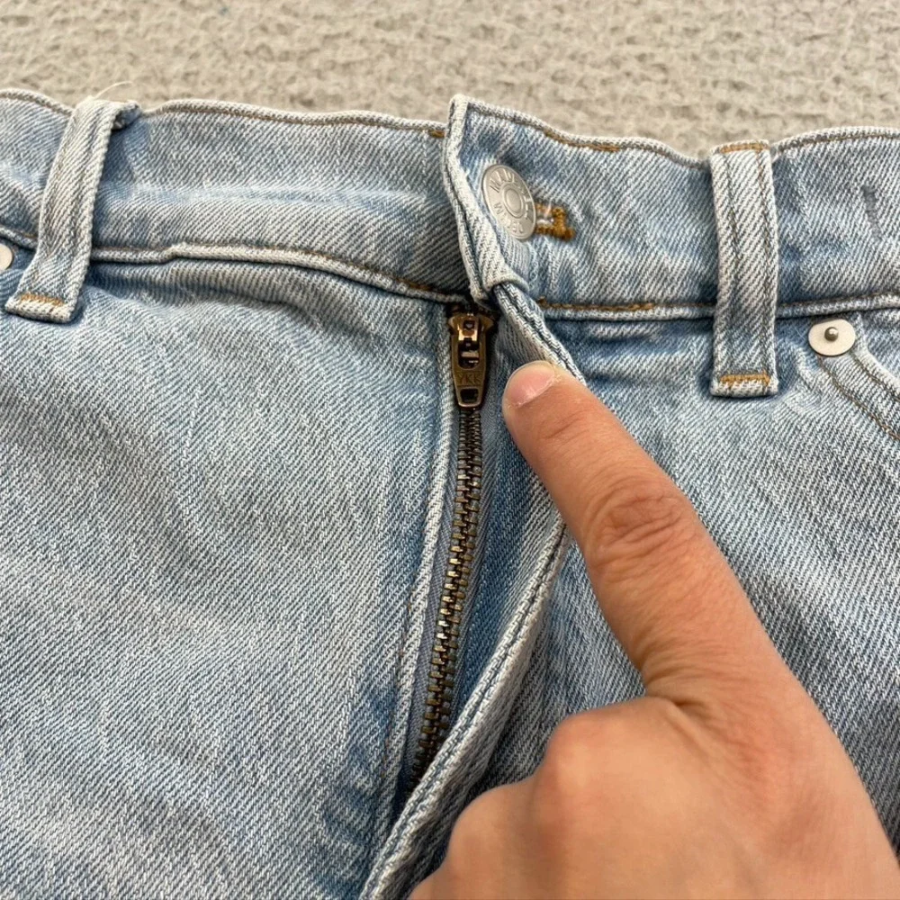 Madewell The Perfect Mid Length Jean Short Womens 30 10 Denim Distress Festival